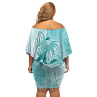 PTSD Awareness Family Matching Off Shoulder Short Dress and Hawaiian Shirt Maile Pikake Lokelani Crown Flower Lei Inspired LT9 - Polynesian Pride