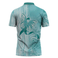 PTSD Awareness Zipper Polo Shirt Maile Pikake Lokelani Crown Flower Lei Inspired