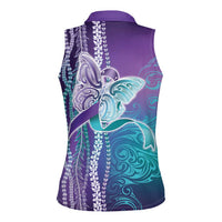 Suicide Prevention Awareness Women Sleeveless Polo Shirt Maile Pikake Lokelani Crown Flower Lei Inspired