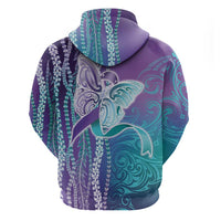 Suicide Prevention Awareness Zip Hoodie Maile Pikake Lokelani Crown Flower Lei Inspired