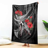 Hawaiian Honu Personalized Blanket Black Tribal Hook Pattern