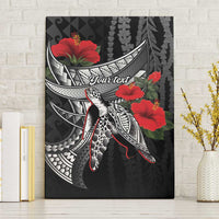 Hawaiian Honu Personalized Canvas Wall Art Black Tribal Hook Pattern