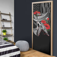 Hawaiian Honu Personalized Door Cover Black Tribal Hook Pattern
