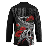 Hawaiian Honu Personalized Hockey Jersey Black Tribal Hook Pattern