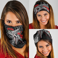 Hawaiian Honu Personalized Neck Gaiter Black Tribal Hook Pattern