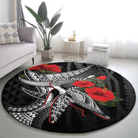 Hawaiian Honu Personalized Round Carpet Black Tribal Hook Pattern