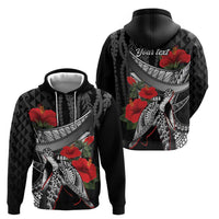 Hawaiian Honu Personalized Zip Hoodie Black Tribal Hook Pattern