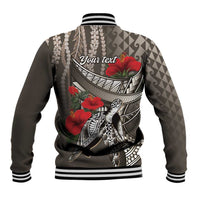 Hawaiian Honu Personalized Baseball Jacket Mocha Mousse Hibiscus Tribal Hook Pattern