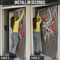 Hawaiian Honu Personalized Door Cover Mocha Mousse Hibiscus Tribal Hook Pattern
