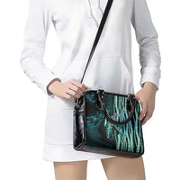 Hawaiian Honu Personalized Shoulder Handbag Dark Cyan Maile Pikake Flower Lei Inspired