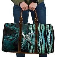 Hawaiian Honu Personalized Travel Bag Dark Cyan Maile Pikake Flower Lei Inspired