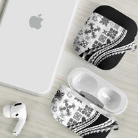 Black Hawaiian Quilt Pattern AirPods Case Mixed Polynesian Tribal Arty - Polynesian Pride