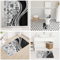 Black Hawaiian Quilt Pattern Bathroom Set Mixed Polynesian Tribal Arty - Polynesian Pride