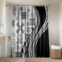 Black Hawaiian Quilt Pattern Bathroom Set Mixed Polynesian Tribal Arty - Polynesian Pride