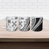 Black Hawaiian Quilt Pattern Ceramic Mug Mixed Polynesian Tribal Arty - Polynesian Pride