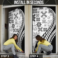 Black Hawaiian Quilt Pattern Door Cover Mixed Polynesian Tribal Arty - Polynesian Pride