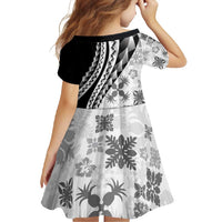 Black Hawaiian Quilt Pattern Family Matching Summer Maxi Dress and Hawaiian Shirt Mixed Polynesian Tribal Arty