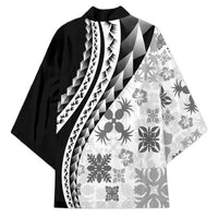 Black Hawaiian Quilt Pattern Kimono Mixed Polynesian Tribal Arty - Polynesian Pride
