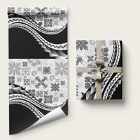 Black Hawaiian Quilt Pattern Wrapping Paper Mixed Polynesian Tribal Arty - Polynesian Pride