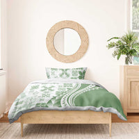 Green Hawaiian Quilt Pattern Bedding Set Mixed Polynesian Tribal Arty