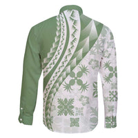 Green Hawaiian Quilt Pattern Family Matching Short Sleeve Bodycon Dress and Hawaiian Shirt Mixed Polynesian Tribal Arty LT9 - Polynesian Pride