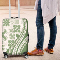 Green Hawaiian Quilt Pattern Luggage Cover Mixed Polynesian Tribal Arty