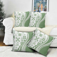 Green Hawaiian Quilt Pattern Pillow Cover Mixed Polynesian Tribal Arty - Polynesian Pride