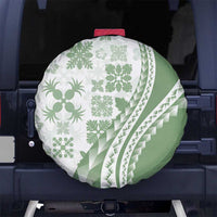 Green Hawaiian Quilt Pattern Spare Tire Cover Mixed Polynesian Tribal Arty