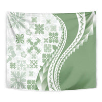 Green Hawaiian Quilt Pattern Tapestry Mixed Polynesian Tribal Arty