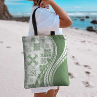 Green Hawaiian Quilt Pattern Tote Bag Mixed Polynesian Tribal Arty - Polynesian Pride