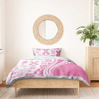 Pink Hawaiian Quilt Pattern Bedding Set Mixed Polynesian Tribal Arty