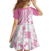 Pink Hawaiian Quilt Pattern Family Matching Off Shoulder Maxi Dress and Hawaiian Shirt Mixed Polynesian Tribal Arty