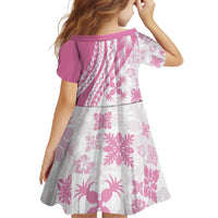 Pink Hawaiian Quilt Pattern Family Matching Short Sleeve Bodycon Dress and Hawaiian Shirt Mixed Polynesian Tribal Arty LT9 - Polynesian Pride