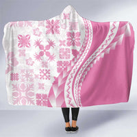 Pink Hawaiian Quilt Pattern Hooded Blanket Mixed Polynesian Tribal Arty