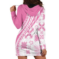 Pink Hawaiian Quilt Pattern Hoodie Dress Mixed Polynesian Tribal Arty