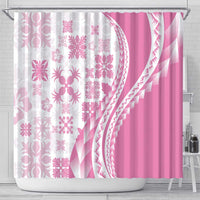 Pink Hawaiian Quilt Pattern Shower Curtain Mixed Polynesian Tribal Arty