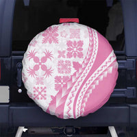 Pink Hawaiian Quilt Pattern Spare Tire Cover Mixed Polynesian Tribal Arty
