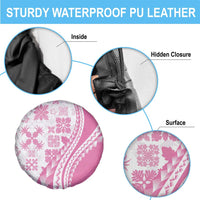 Pink Hawaiian Quilt Pattern Spare Tire Cover Mixed Polynesian Tribal Arty