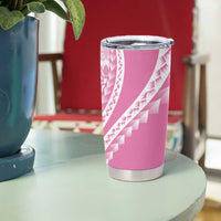 Pink Hawaiian Quilt Pattern Tumbler Cup Mixed Polynesian Tribal Arty