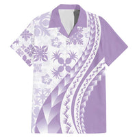 Purple Hawaiian Quilt Pattern Family Matching Mermaid Dress and Hawaiian Shirt Mixed Polynesian Tribal Arty LT9 Dad's Shirt - Short Sleeve Purple - Polynesian Pride