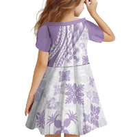 Purple Hawaiian Quilt Pattern Family Matching Off Shoulder Maxi Dress and Hawaiian Shirt Mixed Polynesian Tribal Arty