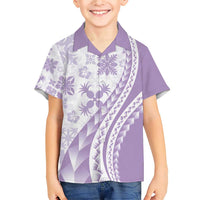Purple Hawaiian Quilt Pattern Family Matching Short Sleeve Bodycon Dress and Hawaiian Shirt Mixed Polynesian Tribal Arty LT9 Son's Shirt Purple - Polynesian Pride