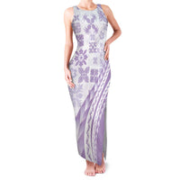 Purple Hawaiian Quilt Pattern Family Matching Tank Maxi Dress and Hawaiian Shirt Mixed Polynesian Tribal Arty