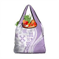Purple Hawaiian Quilt Pattern Grocery Bag Mixed Polynesian Tribal Arty