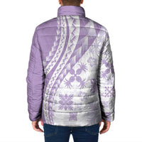 Purple Hawaiian Quilt Pattern Padded Jacket Mixed Polynesian Tribal Arty - Polynesian Pride