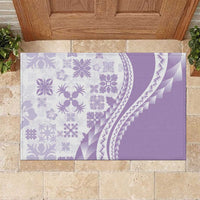 Purple Hawaiian Quilt Pattern Rubber Doormat Mixed Polynesian Tribal Arty