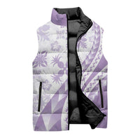 Purple Hawaiian Quilt Pattern Sleeveless Puffer Jacket Mixed Polynesian Tribal Arty - Polynesian Pride