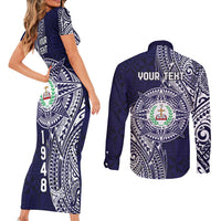 Personalised Tonga Sia'atoutai Theological College Couples Matching Short Sleeve Bodycon Dress and Long Sleeve Button Shirt Since 1948 Special Kupesi Pattern