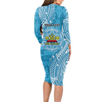 Personalised Tonga Lavengamalie College Long Sleeve Bodycon Dress Since 1980 Special Kupesi Pattern