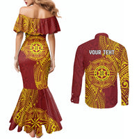 Personalised Tonga Niuatoputapu High School Couples Matching Mermaid Dress and Long Sleeve Button Shirt Special Kupesi Pattern